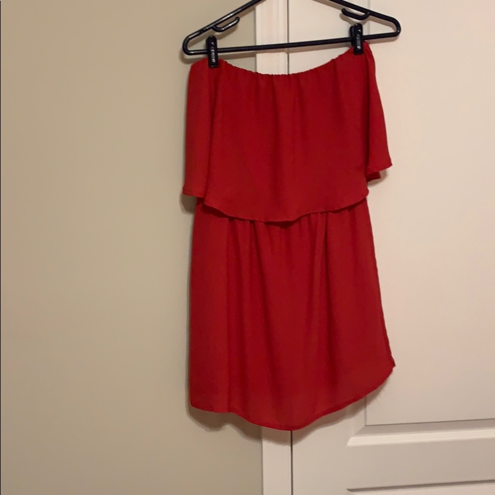 Strapless red dress